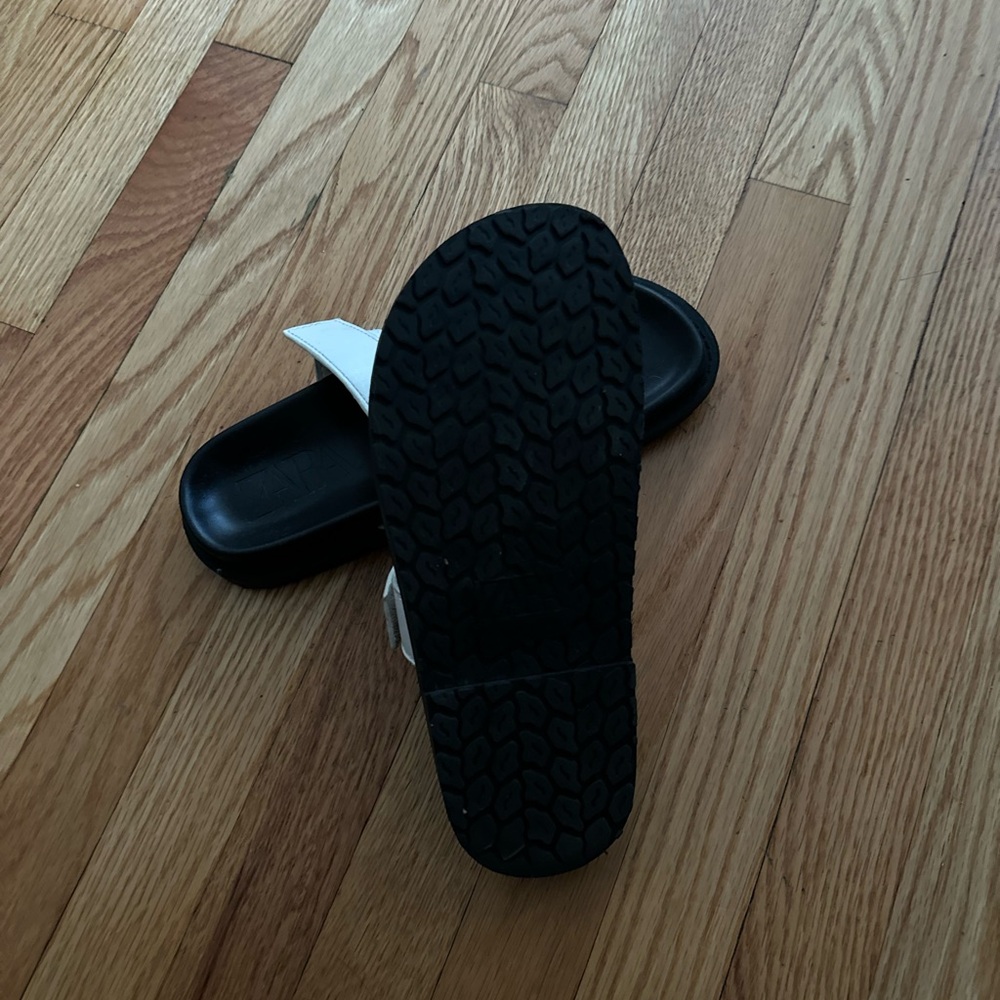 Black and White Slide Sandals
